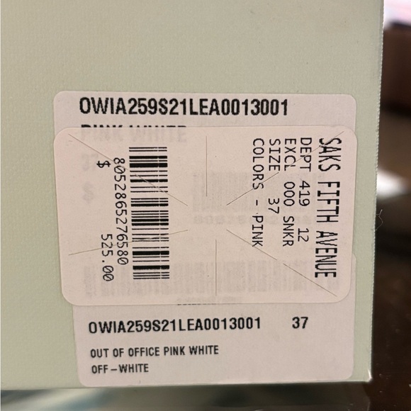 OFF WHITE Women's Pink and White Sneakers - Picture 7 of 7